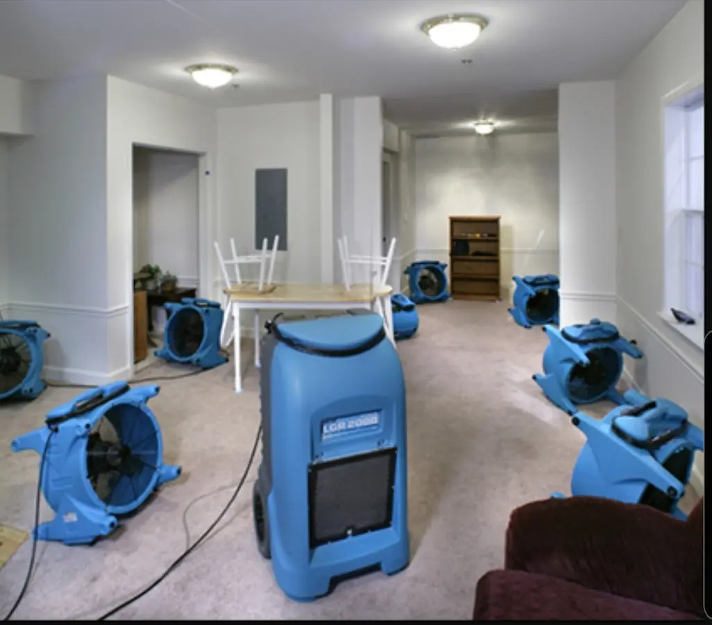 Air movers and dehumidifier setup for Water Damage Restoration in Greenwood Village